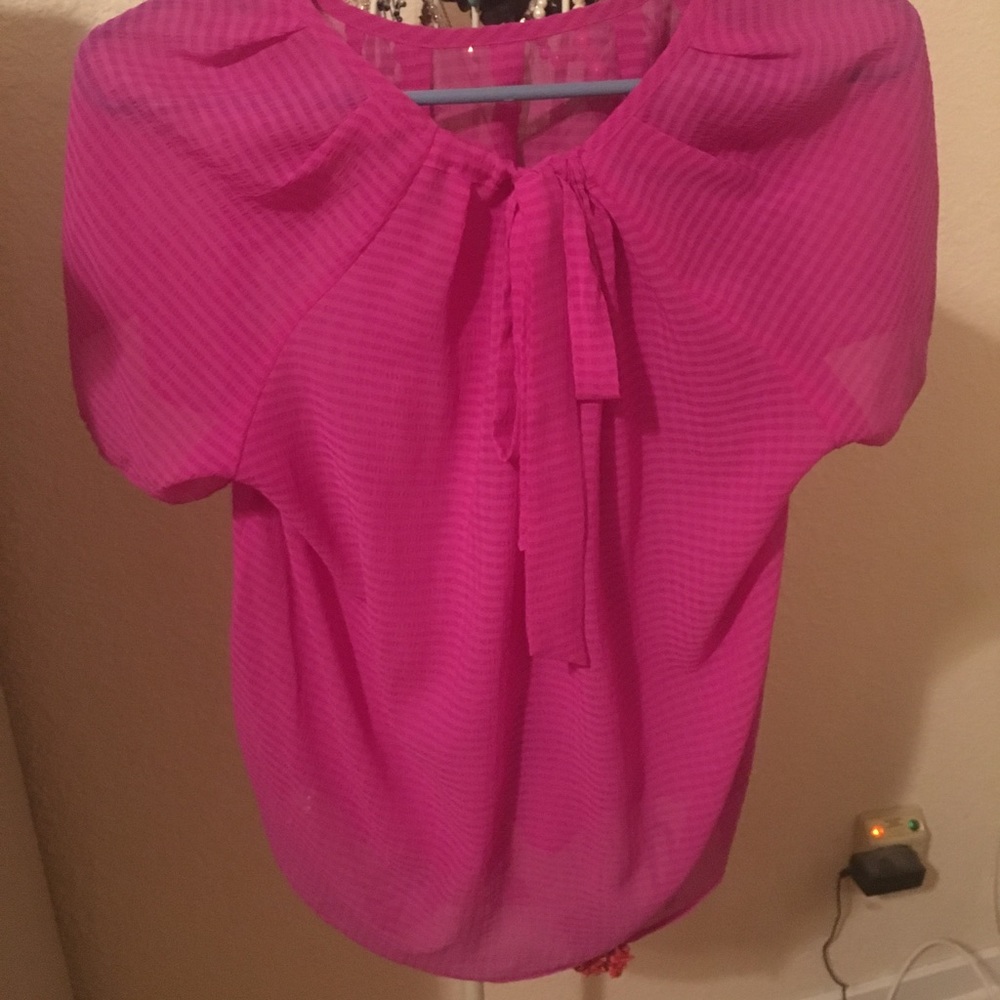 A.n.a Gorgeous Pink Tie Blouse